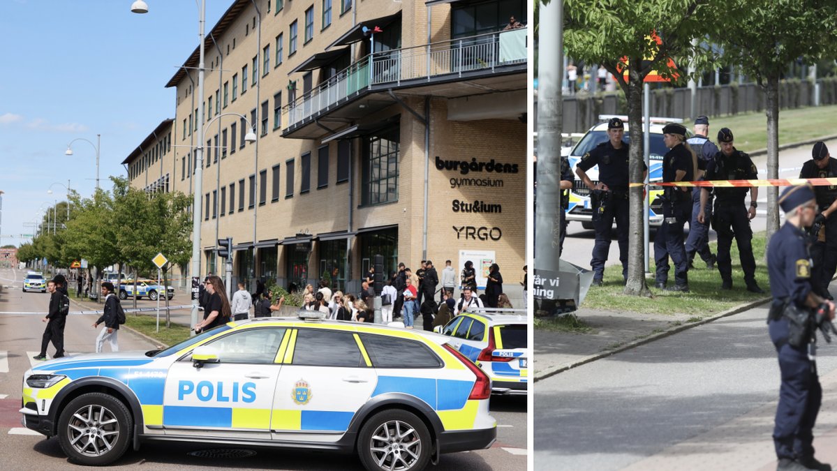 Två tonårspojkar blev påkörda av en bil utanför en skola i Göteborg på tisdagen..